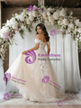 White Tulle Off the Shoulder Appliques Wedding Dress
