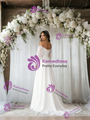 White Off the Shoulder Long Sleeve Wedding Dress