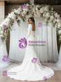 White Mermaid Long Sleeve Square Neck Wedding Dress