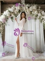 White Tulle V-neck Appliques Wedding Dress
