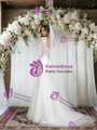 White Mermaid Tulle Lace Appliques Wedding Dress