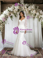 White Mermaid Tulle Lace Appliques Wedding Dress