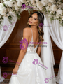 White Tulle Appliques Spaghetti Straps Wedding Dress