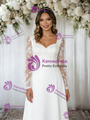 White Long Sleeve Appliques Wedding Dress