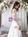 White Long Sleeve Appliques Wedding Dress
