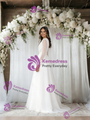White Long Sleeve Scoop Neck Wedding Dress