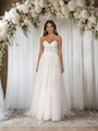 White Tulle Strapless Appliques Wedding Dress