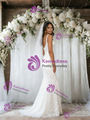 White Mermaid Tulle Lace Straps Wedding Dress