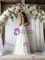 White Tulle B-neck Pleats Wedding Dress