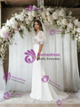 White Mermaid Puff Sleeve Appliques Wedding Dress