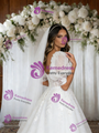 White Tulle Puff Sleeve Appliques Wedding Dress
