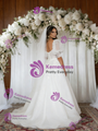 White Tulle Puff Sleeve Appliques Wedding Dress