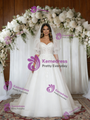 White Tulle Puff Sleeve Appliques Wedding Dress