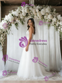 White Tulle Appliques Wedding Dress