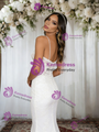 White Mermaid Tulle Lace Spaghetti Straps Wedding Dress