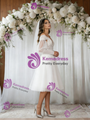 White Tulle Long Sleeve Short Wedding Dress