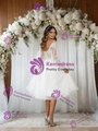 White Tulle Long Sleeve Short Wedding Dress