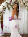 White Mermaid Lace Spaghetti Straps Wedding Dress