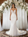 White Mermaid Lace Spaghetti Straps Wedding Dress