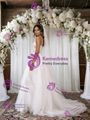 White Tulle V-neck Appliques Wedding Dress