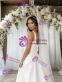 Simple White Satin Straps Wedding Dress
