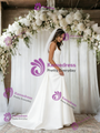 Simple White Satin Straps Wedding Dress