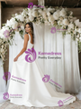 Simple White Satin Straps Wedding Dress