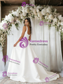 Simple White Satin Straps Wedding Dress