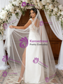 White Satin Off the Shoulder Lace Split Wedding Dress