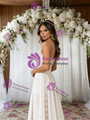 White Chiffon Lace Straps Wedding Dress