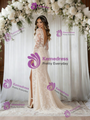 Ivory Lace Long Sleeve V-neck Wedding Dress