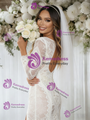 White Lace Long Sleeve Split Wedding Dress