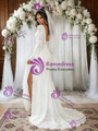 White Lace Long Sleeve V-neck Wedding Dress
