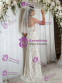 White Mermaid Lace Spaghetti Straps Wedding Dress
