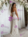 White Mermaid Lace Spaghetti Straps Wedding Dress