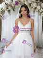 White Tulle Lace Spaghetti Straps Wedding Dress