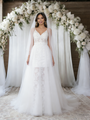 White Tulle Lace Spaghetti Straps Wedding Dress