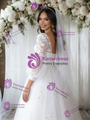 White Tulle Puff Sleeve Appliques Wedding Dress