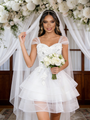White Tulle Straps Appliques Short Wedding Dress
