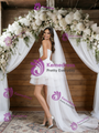 White Tulle Spaghetti Straps Appliques Wedding Dress