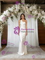 White Mermaid Satin Strapless Wedding Dress