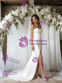 White Mermaid Strapless Split Wedding Dress