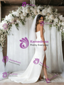 White Mermaid Strapless Split Wedding Dress