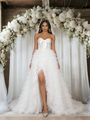 White Tulle Strapless Split Wedding Dress