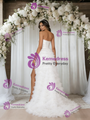 White Tulle Strapless Split Wedding Dress
