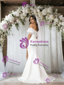 White Mermaid Off the Shoulder Puff Sleeve Wedding Dress