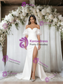 White Mermaid Off the Shoulder Puff Sleeve Wedding Dress