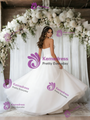 White Tulle Strapless Pleats Wedding Dress