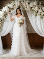 White Tulle Spaghetti Straps Tiers Wddding Dress