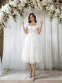White Lace Puff Sleeve Wedding Dress